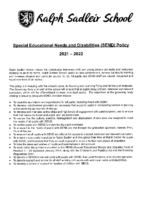Special Educational Needs & Disabilities (SEND) Policy 2021 – 2022