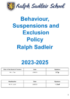 Ralph Sadleir Behaviour Policy 2023-2025